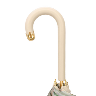 Classic ivory leather handle handmade Italian polyester umbrella canopy detail