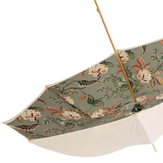 Classic ivory leather handle handmade Italian polyester umbrella top view
