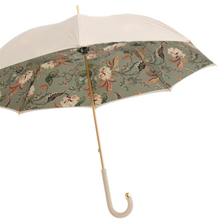 Classic ivory leather handle handmade Italian polyester umbrella side view
