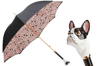 French bulldog enameled brass luxury handmade Italian umbrella front