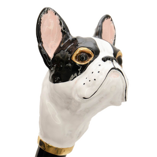 French bulldog enameled brass luxury handmade Italian umbrella detail