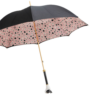 French bulldog enameled brass luxury handmade Italian umbrella side