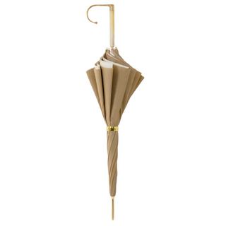 Ivory flowered Italian designer jeweled handle umbrella close-up