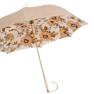Ivory flowered handmade Italian designer jeweled handle umbrella side