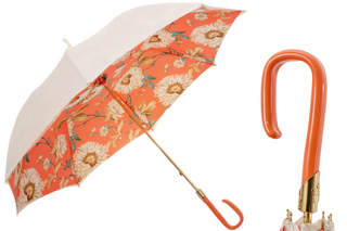 Classic ivory orange luxury Italian women's umbrella front view