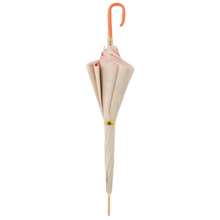 Classic ivory orange luxury Italian women's umbrella close-up handle detail