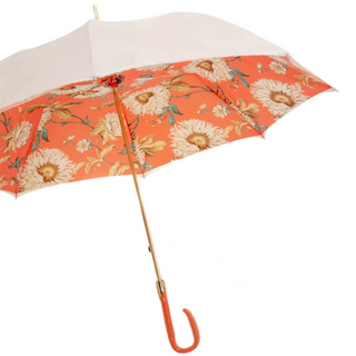 Classic ivory orange luxury Italian women's umbrella side view