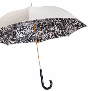 Classic leather handle luxury Italian women's umbrella side view