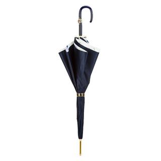 Navy floral handmade Italian double cloth flower print umbrella close-up