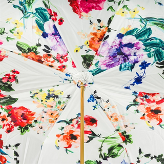 Navy floral handmade Italian double cloth flower print umbrella top