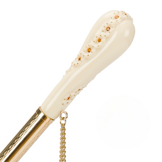 Vintage crystal flowered double cloth brass handle umbrella canopy