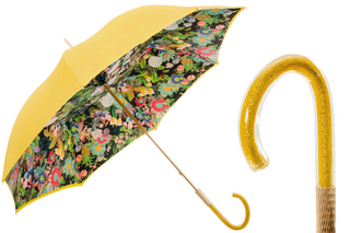 Yellow canopy handmade Italian classic polyester acetate handle umbrella front