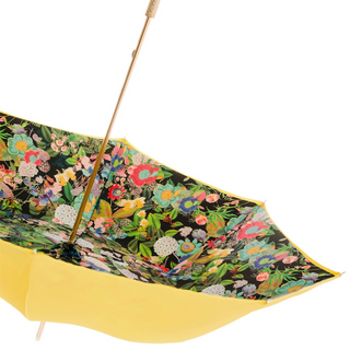 Yellow canopy Italian classic polyester acetate handle umbrella detail