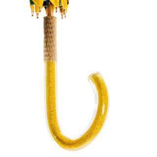 Yellow canopy Italian classic polyester acetate handle umbrella open