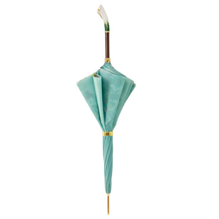 Luxury calla flower handmade Italian brass handle umbrella close-up
