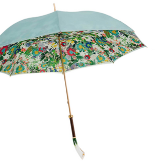 Luxury calla flower handmade Italian brass handle polyester umbrella side
