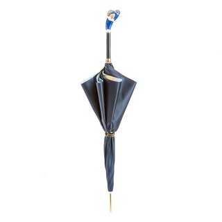 Blue Nemo double cloth handmade Italian wind resistant umbrella close-up
