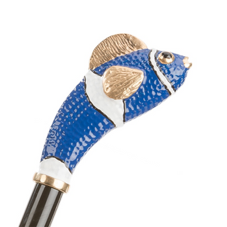 Blue Nemo double cloth handmade Italian wind resistant umbrella top view