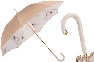 Ivory double cloth leather manual luxury women's umbrella front view