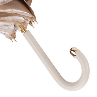 Ivory double cloth leather manual luxury women's umbrella canopy detail