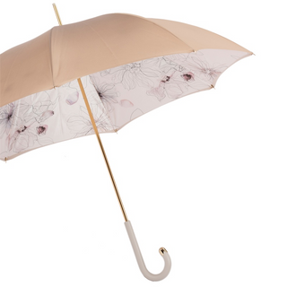 Ivory double cloth leather manual luxury women's umbrella side view