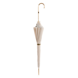 Ivory handmade Italian double cloth brass handle umbrella close-up
