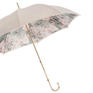 Ivory handmade Italian double cloth brass handle umbrella side view