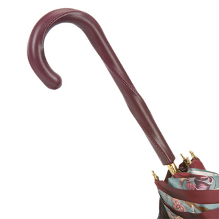 Burgundy leather handle handmade Italian classic polyester umbrella canopy