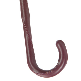 Burgundy leather handle handmade Italian classic polyester umbrella detail