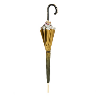 Animalier floral print luxury Italian women's umbrella close-up handle detail