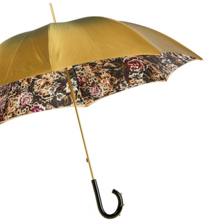 Animalier floral print luxury Italian women's umbrella side view