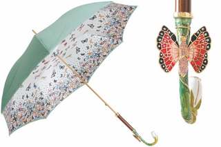 Red butterfly handmade Italian Swarovski crystal luxury umbrella front