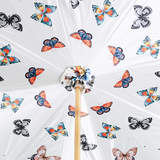 Red butterfly handmade Italian Swarovski crystal umbrella top view