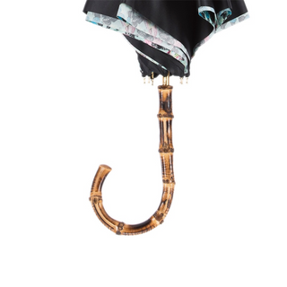 Butterfly print bamboo handle handmade Italian polyester umbrella detail