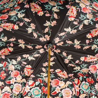 Classic vintage double cloth jeweled brass handle handmade Italian umbrella open
