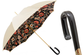 Double cloth floral handmade Italian acetate handle umbrella front