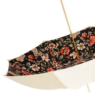 Double cloth floral handmade Italian acetate handle umbrella detail