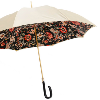 Double cloth floral handmade Italian acetate handle umbrella side