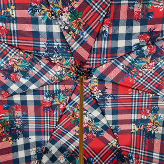 Classic navy leather handle floral pattern handmade Italian umbrella open canopy