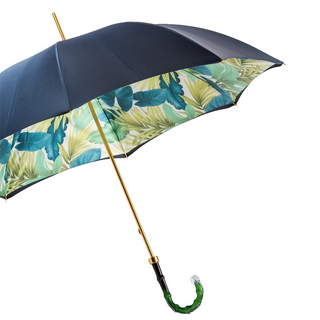 Designer tropical handmade Italian double cloth acetate handle umbrella side