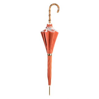 Women's bamboo handle Italian double cloth umbrella close-up