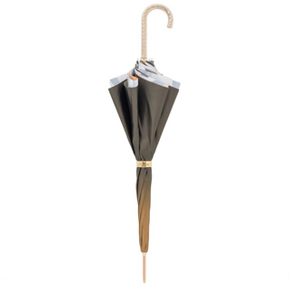 Yellow flower Italian luxury women's umbrella close-up handle detail