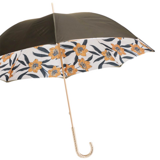 Yellow flower Italian luxury women's umbrella side view