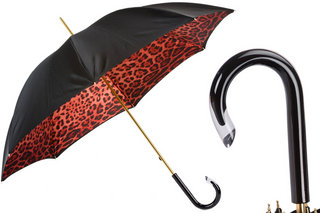 Red leopard acetate handle luxury Italian women's umbrella front view