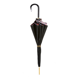 Red leopard acetate handle luxury Italian women's umbrella close-up handle detail