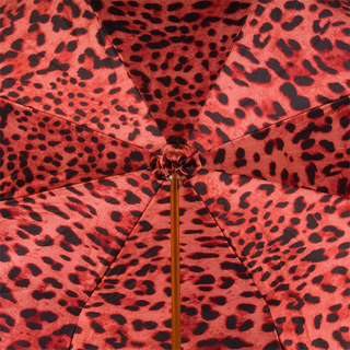 Red leopard acetate handle luxury Italian women's umbrella open canopy