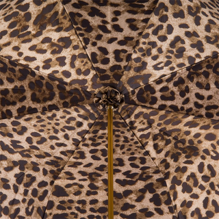 Leopard olive green ruched luxury Italian women's umbrella open canopy