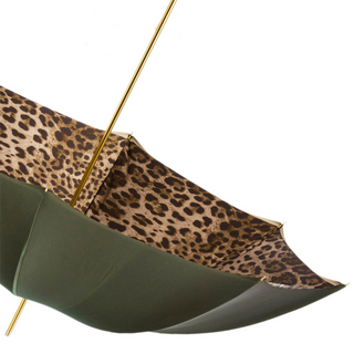 Leopardized lion handle handmade Italian luxury umbrella top view