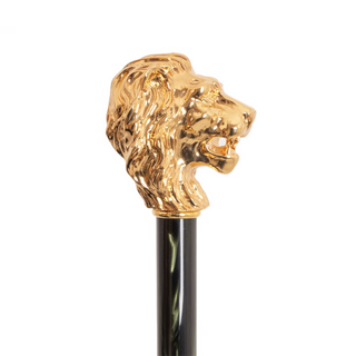 Leopardized lion handle handmade Italian luxury umbrella detail