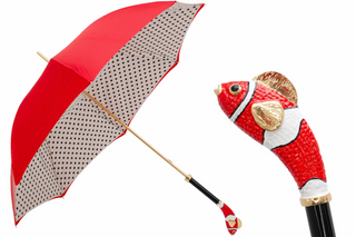 Fish pattern enameled brass handmade Italian double cloth umbrella front